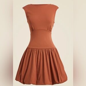 J Crew Bubble-Hem Mixy Dress in Toasted Paprika